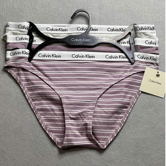Calvin Klein Other - Calvin Klein Women Panties Medium Purple Grey NWT 3-Pack Bikini Logo Waistband